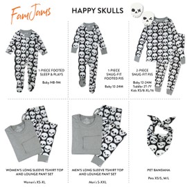 Honestbaby Family Matching Holiday Pajamas Organic Cotton for Men, Women, Kids, Toddlers, Baby Boys, Girls, Unisex Pets, Happy Skulls, Newborn