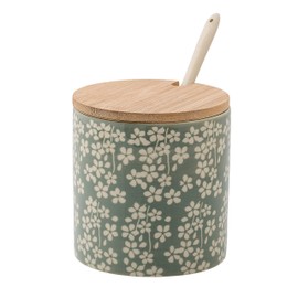Bloomingville Jar with Bamboo Lid & Stoneware Spoon, Multicolor