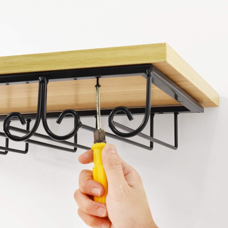 MOCOUM Under Cabinet Glass Rack, Stemware Hanger - 3 Rows