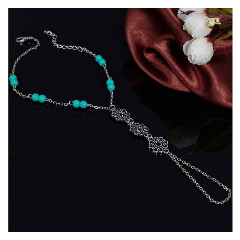 Unbranded 10" Flower Barefoot Sandal Silver Chinese Knot Ankle Chain