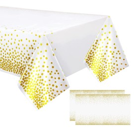 LICHUANUK 2 Pieces Disposable Tablecloth Party Gold Platinum Tablecloth Rectangular Gold Table Cover for Banquets, Graduation, Birthday, Cocktail, Anniversary, Engagement, 108 cm x 180 cm