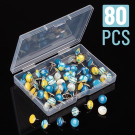 Mr. Pen- Decorative Push Pins, 80 pcs, 8 Unique Designs(Sky Breeze), Cute Push Pins for Bulletin Board, Cute Thumb Tacks for Cork Board