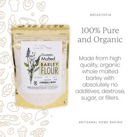 Breadtopia Organic Diastatic Malt Powder 8 oz. | Non-GMO Malted Barley Flour | No Additives, No Sugar, & No Fillers | Milled from Whole Malted Barley Kernel |