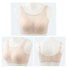 ONEFENG Prosthesis Pocket Post Surgical Bra for Women Mastectomy Bra with Pockets for Breast Prosthesis, beige, 38