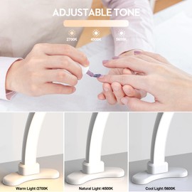 Large Super Bright Half Moon LED Light for Table Nail Desk, Professional Nail Lamp for Desk for Nail Techs with Phone Stand Perfect for Nails Tech Manicure - 45W (Pink)