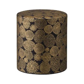 Kotodo Takahashi Seisakusho Tea Caddy Washi Japanese Dyeing Can, Flat Type, 3.5 oz (100 g), Gold Flower #69 Black Gold
