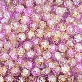 Golden Strawberry 200 PCS 10MM Imitation Crystal Bead with 10 Meter Roll of Stretch Rope Christmas, Valentine, Exhibition, Wedding, Clothing, Costume, DIY Decoration (Purple-Yellow)
