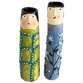 Spring Bud Vases, Bohemian Family Resin Vase Boho Cute Shelf Decor, Character Vase Flower Plant Holder Bathroom Decor for House Decor Living Room Wedding Centerpieces,G