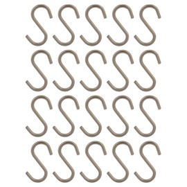 Gedotec Universal S-Hooks Metal Clothes Hooks for Kitchen Utensils - Cloths - Clothes | Metal Hooks for Clothes Cupboard | Stainless Steel Look | for 16 mm Pipe Diameter | Pack of 20 - Hanging for