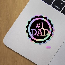 Holographic Decal Stickers of Number 1 Dad Premium Waterproof Vinyl Decal Stickers for Laptop Phone Accessory Helmet Car Window Mug Tuber Cup Door Wall Decoration ANDVER375529aHO