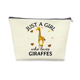 Giraffe Lover Gifts for Girls, Just A Girl Who Loves Giraffes Cosmetic Bag Gift Idea for Girls Women,Cute Giraffe Travel Makeup Bag, Giraffe Lover Gifts, Girls Women Gifts,Wild Animal Lovers Gifts