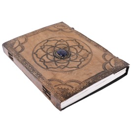 OVERDOSE Hand Embossed Stone Vintage Leather Journal - Handmade Antique Stone Diary Leather Sketchbook Drawing - Size 10 X 13 Inches | 25 X 33 cm