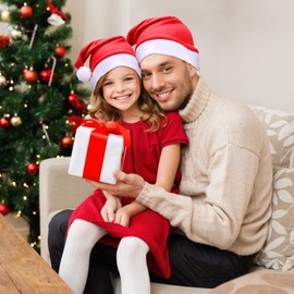 Geyoga 24 Pcs Soft Santa Hat Bulk Women Men Christmas Non Woven Fabric Santa Claus Hat with Pom Xmas Party Supply Decor(11.81 x 15.75 Inch,Red)