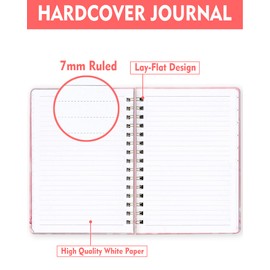 WLPFSAHF Spiral Journal Notebook for Women, Hardcover A5 College Ruled Notebook, 120 Pages, Thick Paper, Cute Lined Journal for School, Office & Work, 6 x 8.4 in(Pink Glitter)