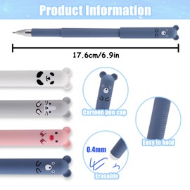 RIANCY 0.5mm Erasable Gel Pens,12 Pack Cute Cartoon Animal Rollerball Gel Ink Pens Refillable Pens for Adult Writing Calligraphy Note Taking (Refill Blue)