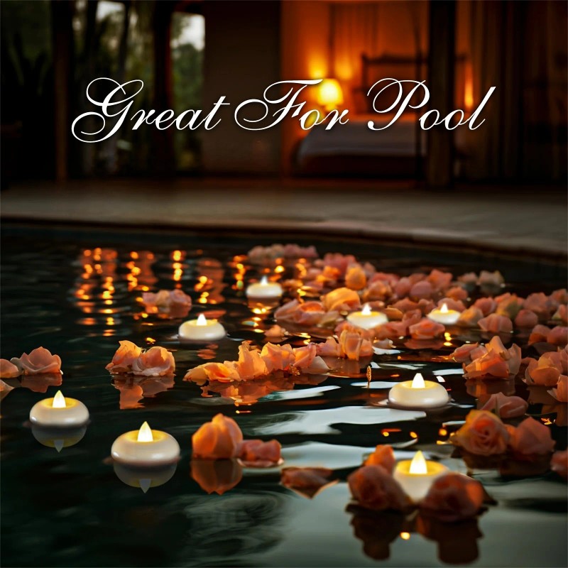 24 Pack 2" Flameless LED Floating Candles Battery Powered, Flickering,