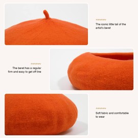 AWAYTR Kids Beret Hats for Girls - Artist French Beret for Toddler Little Girl (Orange)
