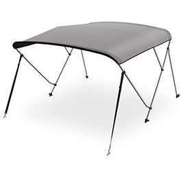 SereneLife Waterproof Boat Bimini Top Cover - 61-66" W 3 Bow Bimini Top Sun Shade Boat Canopy - 1" Double Wall Aluminum Frame Tubes, 2 Front Straps, 2 Rear Support Poles, Storage Boot SLBTW66G