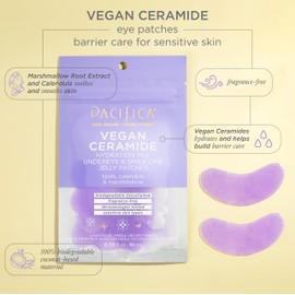 Pacifica Undereye Mask Vegan Ceramide Hydrating Jelly Eye Patches - Under Eye & Smile Line Masks for Fine Lines & Puffiness, Barrier Repair for Sensitive Skin, Fragrance-Free Vegan Clean Beauty