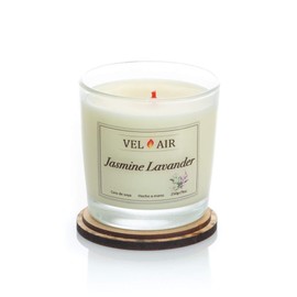 VEL AIR Vela Aromática Jazmín Lavanda 250 gr/ 9 oz. de cera de soya, ecologicas, Velas Aromaticas, Velas Decorativas, Velas relajantes.