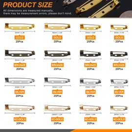 Rustark 320Pcs 4 Sizes Locking Pins Backs Clasp Brooch Safety Bar Pins Assortment Kit for Badge Jewelry Making Sewing Fabric Name Tags Making Corsage DIY Craft