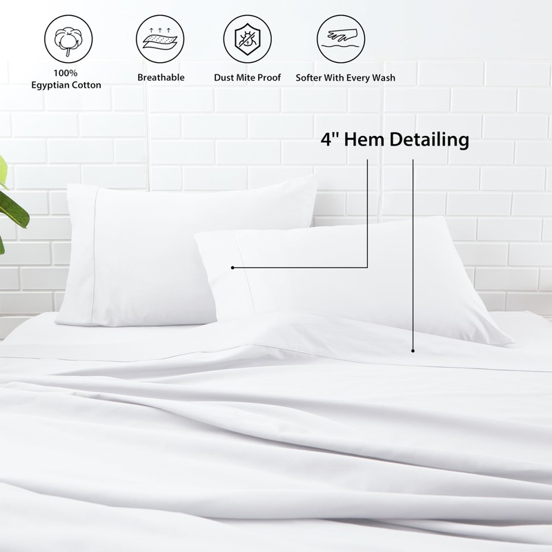 Zaizaihome 100% Cotton Bed Sheet Set 600 Thread Count, Lustrous