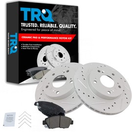TRQ Front Performance Brake Pad & Rotor Kit Brake Pads Brake Rotors Set Ceramic Premium G-Coated Compatible with 2002-2006 Acura RSX 2006-2011 Honda Civic 2011-2015 CR-Z