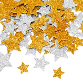 200Pcs Glitter Star Foam Stickers,Silver and Gold Stars Self Adhesive Glitter Foam Star Shaped Sticker for DIY Crafts, Wall, Scrapbooks, Cards
