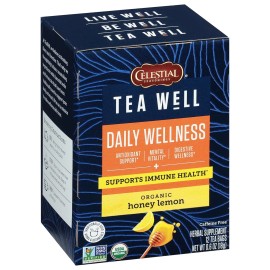 Celestial Seasonings TeaWell Herbal Tea, Daily Wellness, Organic Honey Lemon, 12