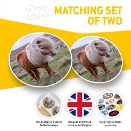 Vinyl Stickers (Set of 2) 10cm - Windswept Shetland Pony Horse Decals for Laptops,Tablets,Luggage,Scrap Booking,Fridges, 15993