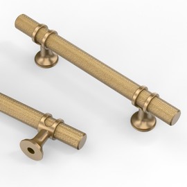 Asidrama 10 Pack 3.75 Inch(96mm) Knurled Champagne Bronze Kitchen Cabinet Handles, Cabinet Pulls Kitchen Cabinet Hardware Cupboard Handles Drawer Pulls