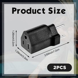 Flutesan 2 Pieces 6-15P to 5-15R US Plug Adapter 3 Prong Electrical Converter Plug 15 Amp to 10 Amp Power Adapter, 120V to 240V, Black