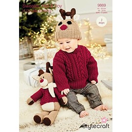 Stylecraft 9869 DK Reindeer Hat Sweater Toy Knitting Pattern