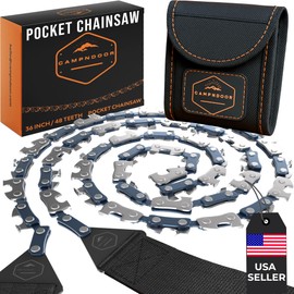 CAMPNDOOR Pocket Chainsaw 36 Inch Black - 65Mn Heavy Duty Steel Pocket Saw - 48 Teeth Hand Chainsaw with Sturdy Handles and Bag - Survival Saw - Handy Camping Gear - Bushcraft Survival Gear