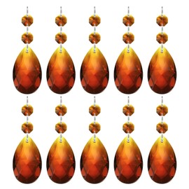 PATIKIL Teardrop Crystal Chandelier Pendants Beads, 10 Pack 85mm Length 38mm Chandelier Prisms Parts Ornaments Hanging Beads for DIY Arts Crafts Decoration, Amber