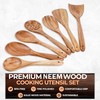 NEEM Wood Spoons Set of 7, Large 11 Inch Wooden