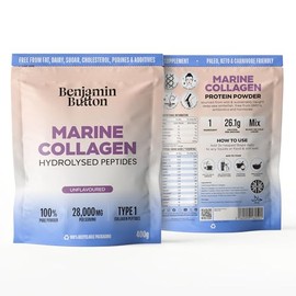 Marine Collagen Powder – Hydrolysed Peptides from Wild-Caught Fish – 93% Protein – High in Glycine & Proline – Keto & Paleo Friendly, 400g – Hair, Skin, Joint & Bone Support Benjamin Button