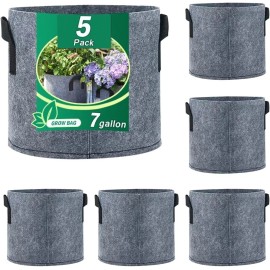 BW BEST WAY 5pcs Grow Bags, Premium Nonwoven Aeration Fabric Planting Pots with Handles