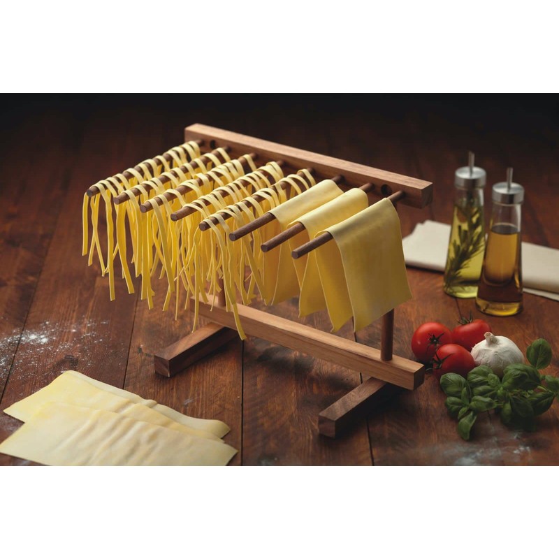 KitchenCraft World of Flavours Collapsible Wooden Pasta Drying Rack, Brown,