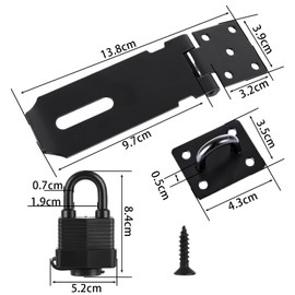 ASelected Padlock Hasp Kit, Shed Door Latch Hasp with Padlock and Screws,Heavy Duty Hasp and Staple with Padlock Stainless Steel Door Lock for Bedroom Garden Door Windows Shed Garage Cabinet,Black