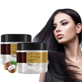 Collagen Hair Mask, 3.4 fl oz (100 ml), Keratin Blend, Night Care, Repair Moisturizing Treatment, For Damaged Hair, Smooth, Shiny, Dry Hair, Strengthening, Compact, Deep Portable Hair Treatment (2