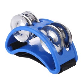 Foot Tambourine Percussion Musical Instrument Foot Drum Set with Metal Jingle Bell for Guitar Drum Accessory Instrument (Black)