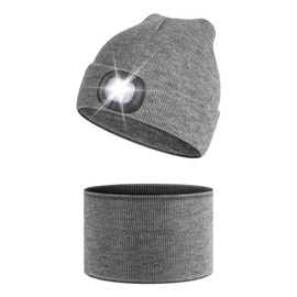 Shedoo Knitted Hat Men Women Hands Free Winter Hat with Bobble Warm Thick Beanie Hat for Jogging, Camping, Fishing, Walking, Skiing, Christmas Festival Beanie Hat for Men, Dad, Women, Dark grey with