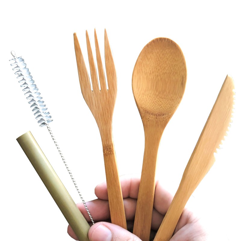 6 piezas Set de Cubiertos de Bambú - Utencilios para