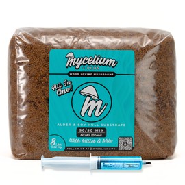 Mycelium Amauroderma Rode Gourmet Mushroom Kit | 8LBS Alder & Soy Hull Blend with Mycelium Plus Grains Combo | Sterile & Nutrient-Rich for Home Growers | Includes 20ML Liquid Culture Syringe