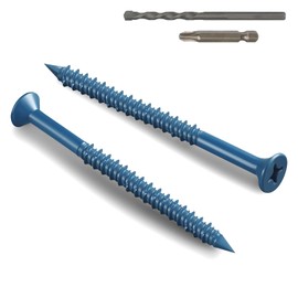 Wavanta 30Pcs M6.5 x 83mm Concrete Screws Anchor, Blue Flat Head with Screwdriver Bit and Drill Bit for Concrete, Masonry Brick Stucco Cement Block Screws, Diamond Point