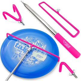 Rogue Iron Sports Disc Golf Retriever Pole Telescoping Disc Golf Accessories Grabber 16 inches to 16ft (Pink, 1, Inches, 1, Inches, 1, Inches, 16, Inches, 1, Inches)