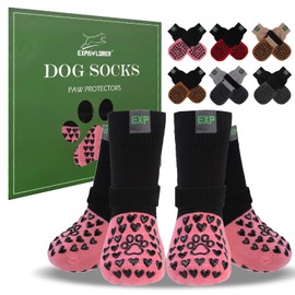 EXPAWLORER Anti Slip Dog Socks to Prevent Licking Paws - Dog Shoes for Hot Pavement, Dog Boots & Paw Protectors, Dog Booties for Hardwood Floors, Small Medium Large Senior Dogs