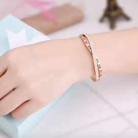 Capital Charms Infinity Numerals Bangle Bracelet, Stainless Steel with CZ Crystals, Fits 17cm / 6.7 inch (RG-Numerals)