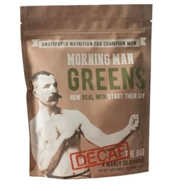 MORNING MAN Greens Powder Decaf, Probiotic Superfood Smoothie Mix with Digestive Enzymes for Gut Health, 75+ Vitamins, 43 Real Whole Foods, Gluten Free, Vegan, Caffeine Free, Non GMO, 30 Servings